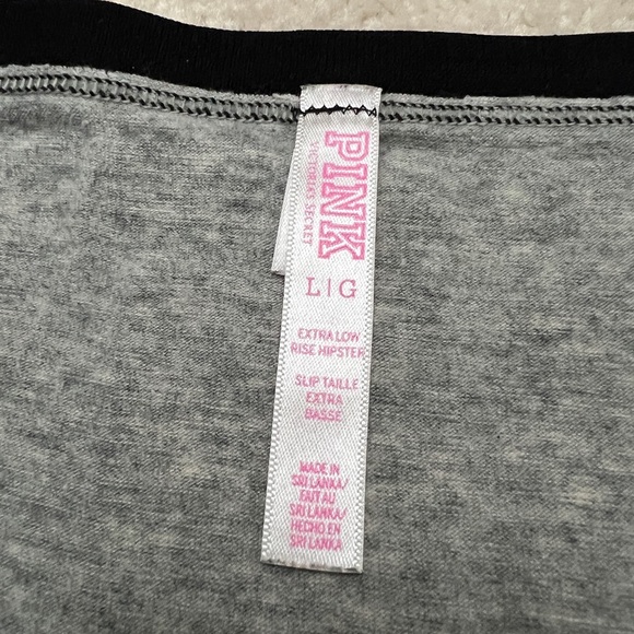 New Victoria’s Secret PINK Gray Logo Print Low Rise Hipster Panties VS Large L - Picture 2 of 2